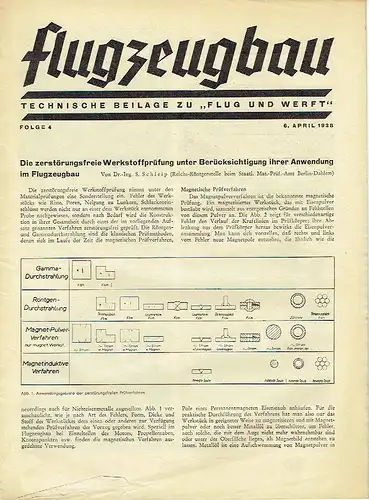 Flugzeugbau
 Technische Beilage zu "Flug und Werft"
 1938, Folge 4. 