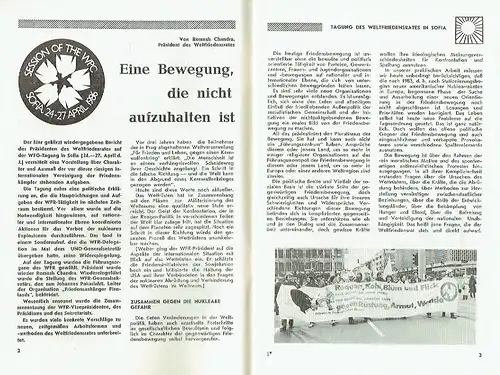 Das 20. Jahrhundert und der Frieden
 Bulletin
 29. Jahrgang, Heft 7. 