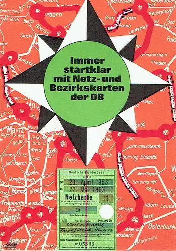 Ausgabe Juli 1963
 Immer startklar mit Netz- und Bezirkskarten der DB. 