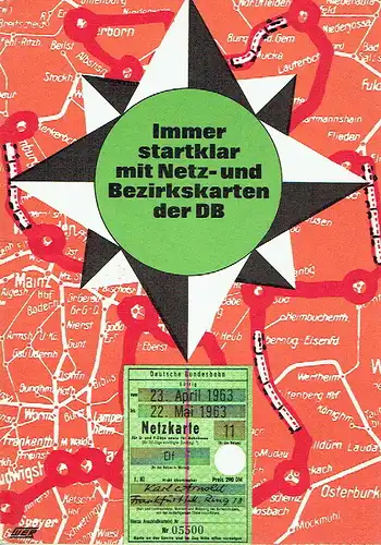 Immer startklar mit Netz- und Bezirkskarten der DB
 Ausgabe Juli 1963. 