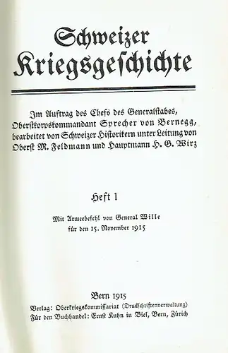 Schweizer Kriegsgeschichte
 12 Hefte, komplett, gebunden. 