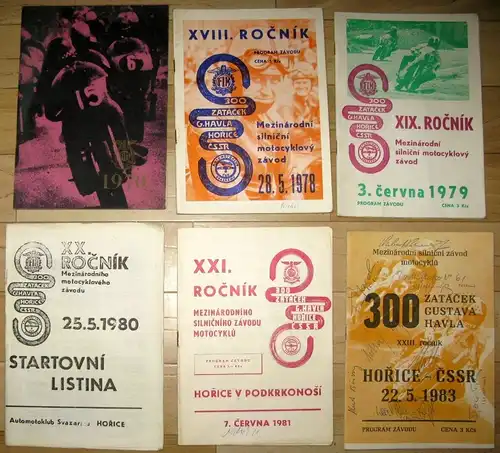 Motorradrennen "300 zatácek – Gustava Havla", Horice, CSSR
 Konvolut von 6 Programmen. 