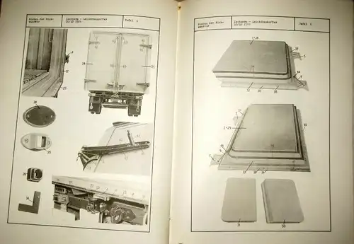 Montage-, Reparaturhinweise und Ersatzteilliste für Leichtbaukoffer Normal- und Isothermausführung in Wabenbauweise auf Fahrgestell ROBUR LO/LD 2500 und 2501
 Ausgabe 1969. 