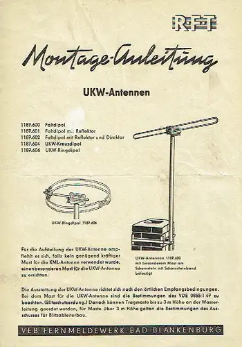 Montage-Anleitung UKW-Antennen. 