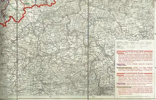 Karte der Landesfinanzämter Dresden und Leipzig. 