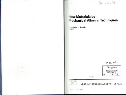 New Materials by Mechanical Alloying Techniques. 