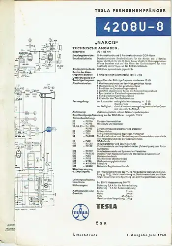 Tesla-Fernsehempfänger Type 4208 U-8 "Narcis". 