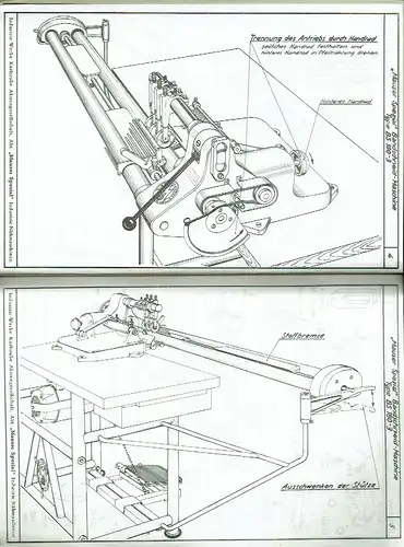 Anleitung Nr. 18a zur Aufstellung und Bedienung der Bandschneidemaschine "Mauser Spezial" Type BS 180-3 mit Ersatzteil-Katalog. 