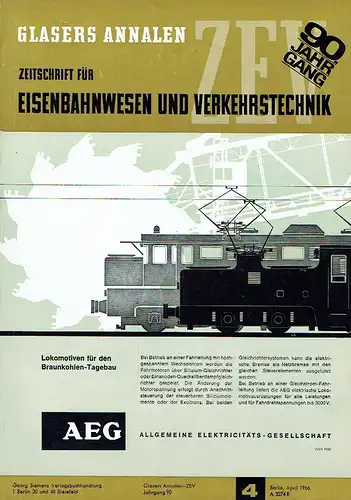 Glasers Annalen
 Zeitschrift für Eisenbahnwesen und Verkehrstechnik. 