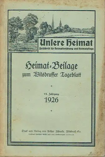 Unsere Heimat
 Zeitschrift für Heimatforschung und Heimatpflege, Wochenbeilage zum "Wilsdruffer Tageblatt"
 kompletter 15. Jahrgang. 