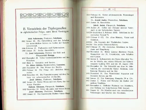 V. J. Keller: Die Solothurnische Töpfergesellschaft
 Rückblick auf ihr Wirken in den ersten 50 Jahren ihres Bestehens 1857-1907. 