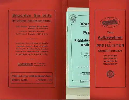 Konvolut Geschäftsverkehr und Preislisten Frühjahr / Sommer 1939. 