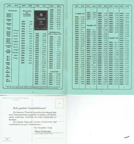 Konvolut Geschäftsverkehr und Preislisten Frühjahr / Sommer 1939. 