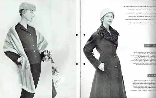 Herbst- und Winter Kollektion 1956-57
 Jobis Mäntel und Kostüme. 