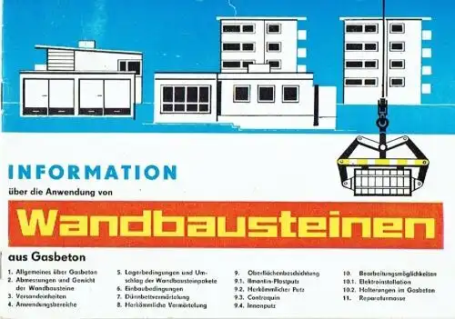 Information über die Anwendung von Wandbausteinen aus Gasbeton. 