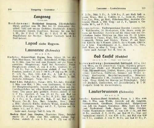 von Badeverwaltungen, Sanatorien, Hotels, Pensionen, Firmen und Versicherungen gewährten Vergünstigungen
 Reisehandbuch (Verkehrserleichterungen) und Handbuch der den Mitglieder des Deutschen Offizier-Vereins. 