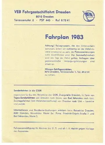 Fahrplan 1983. 