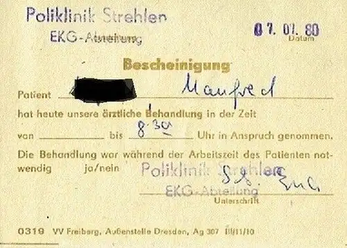 Beleg für einen Arztbesuch als Bescheinigung für den Arbeitgeber. 