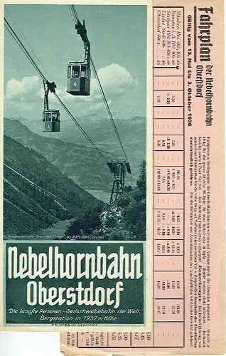 Nebelhornbahn Oberstdorf
 Prospekt mit Fahrplan-Beilage. 