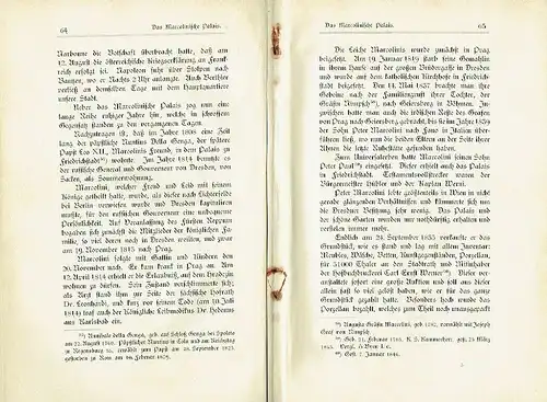 Dr. med A. Fiedler: Zur Geschichte des Kurländischen Palais und des Marcolinischen Palais. 