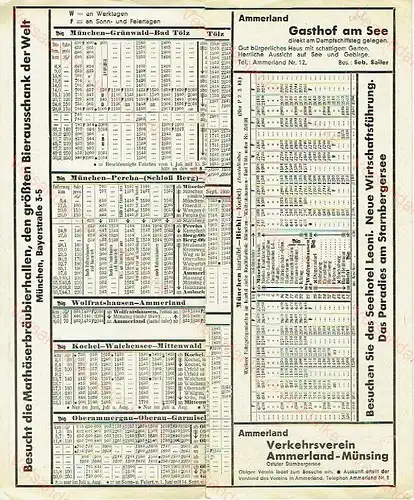 Bahn-, Kraftpost- und Schiffsfahrpläne für München-Süd
 (Isartal, Starnbergersee und angrenzende Gebiete). 