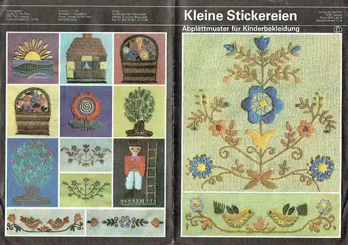 Abplättmuster für Kinderbekleidung
 Kleine Stickereien. 