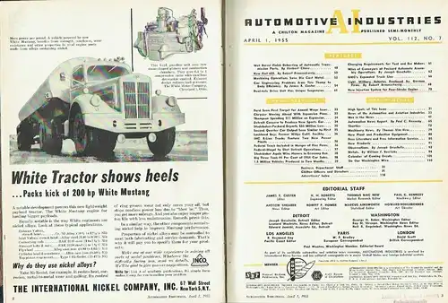 Automotive Industries
 Automotive and Aviation Manufacturing, Engineering, Production and Management - A Chilton Magazine
 Vol. 112, No. 7 bis 12. 