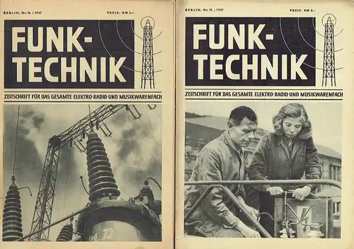 Funk-Technik Fernsehen Elektronik
 Zeitschrift für das gesamte Elektro-Radio und Musikwarenfach / Monatsheft für Hochfrequenztechnik und Elektroakustik
 Konvolut von 8 Heften. 