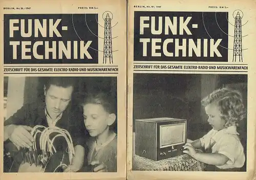 Funk-Technik Fernsehen Elektronik
 Zeitschrift für das gesamte Elektro-Radio und Musikwarenfach / Monatsheft für Hochfrequenztechnik und Elektroakustik
 Konvolut von 8 Heften. 