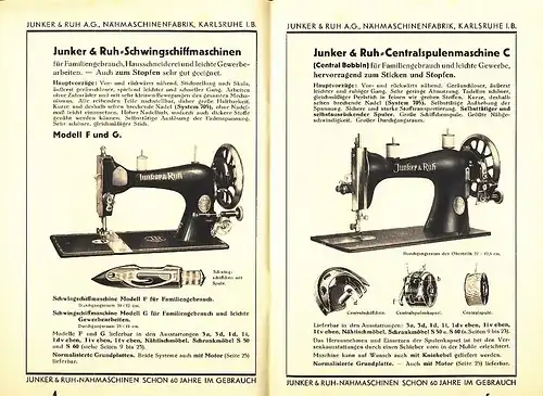 Junker & Ruh Nähmaschinen 1933/34. 