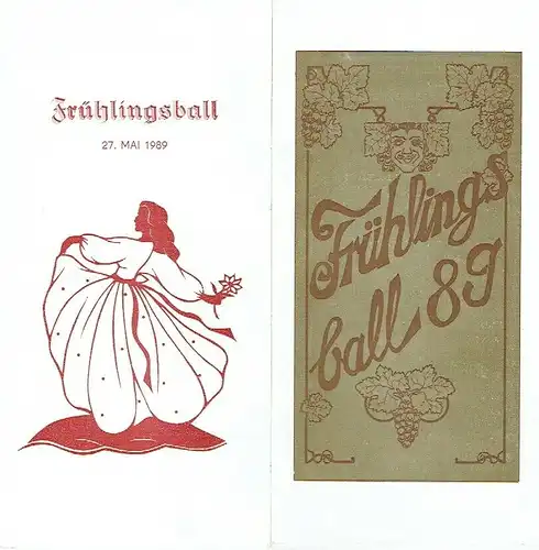 Einladungskarte und Getränkekarte
 Frühlingsball 27. Mai 1989. 