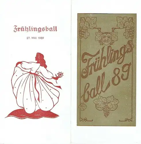Frühlingsball 27. Mai 1989
 Einladungskarte und Getränkekarte. 