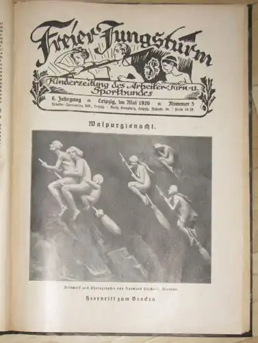 Freier Jungsturm
 Kinderzeitung des Arbeiter-Turn und Sportbundes
 Jahrgang 1926 gebunden (es fehlt Heft 4). 