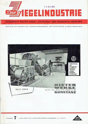 Die Ziegelindustrie
 Zeitschrift für die Ziegel-, Steinzeug- und feuerfeste Industrie, Offizielles Organ des Bundesverbandes der Deutschen Ziegelindustrie e. V., Bonn
 Heft 7/1960. 