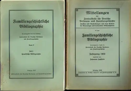 Johannes Hohlfeld
 Egon Freiherr von Berchem: Familiengeschichtliche Bibliographie
 Mitteilungen der Zentralstelle für Deutsche Personen- und Familiengeschichte, Konvolut von 6 Bänden. 