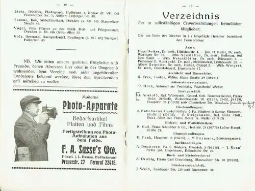 Mitglieder-Verzeichnis des Vereins der Bayern in Dresden (E.V.). 