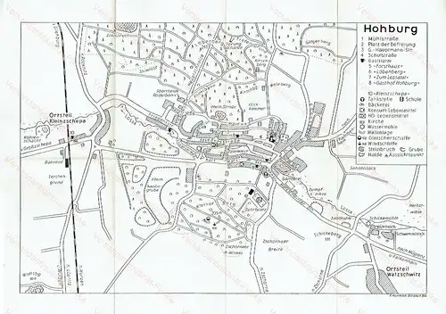 E. Kundisch, Borsdorf: Hohburg
 Prospekt / Ortsplan mit öffentlichen Einrichtungen und Busfahrplan. 