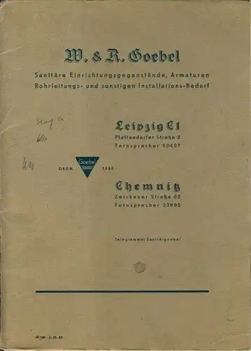 W. & R. Goebel, Sanitäre Einrichtungsgegenstände, Armaturen. 
