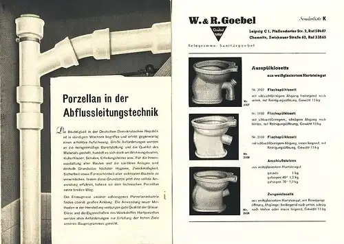 W. & R. Goebel, Sanitäre Einrichtungsgegenstände, Armaturen. 