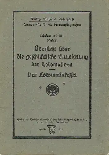 Übersicht über die geschichtliche Entwicklung der Lokomotiven / Der Lokomotivkessel
 Deutsche Reichsbahn Gesellschaft, Lehrstoffhefte für die Dienstanfängerschule, Lehrfach m5 III I (Heft 1). 