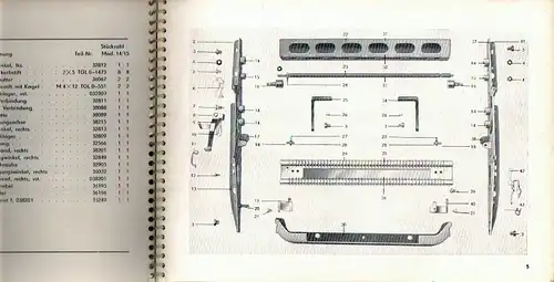 Schreibmaschine Modell 14/15
 Ersatzteilekatalog. 