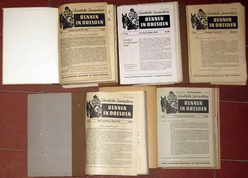 Amtliche Starterlisten
 Rennen in Dresden - großes Konvolut von Programmen der Pferderennbahn Dresden 1952 bis 1973. 