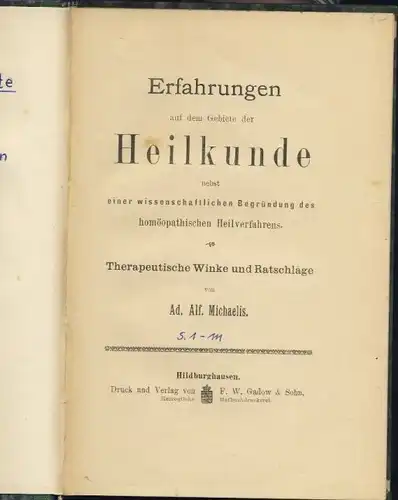 Ad. Alf. Michaelis: Merkur & Merkurpräparate
 nach ihren physiologischen und therapeutischen Wirkungen. 