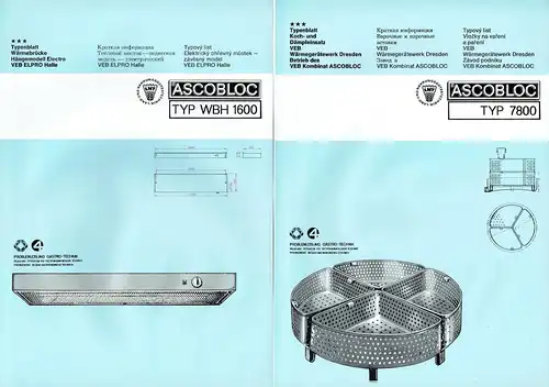 Produktprogramm Gastro-Technik - Konvolut von 36 Typenblättern. 