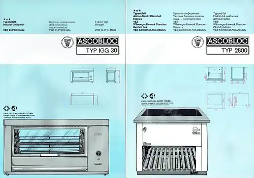 Produktprogramm Gastro-Technik - Konvolut von 36 Typenblättern. 