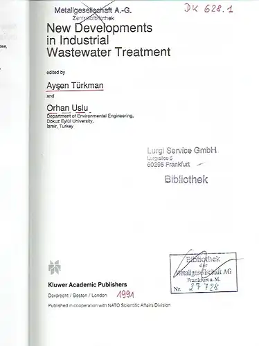 New Developments in Industrial Wastewater Treatment. 