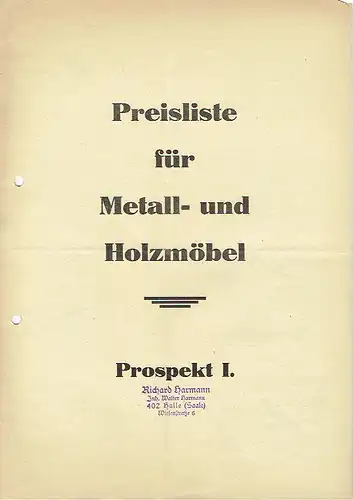 Preisliste für Metall- und Holzmöbel. 