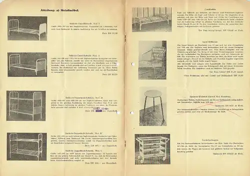 Preisliste für Metall- und Holzmöbel
 Prospekt 1. 