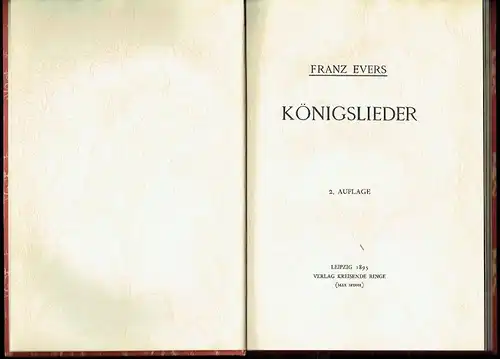 Franz Evers: Königslieder. 