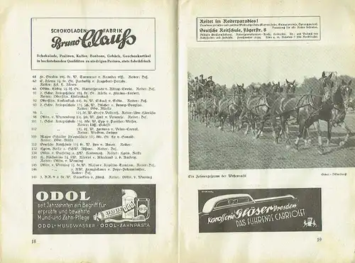 Turnier des Dresdner Reit-Vereins, e. V
 vom 10. bis 11. August 1935 auf der Ilgenkampfbahn, Dresden-A., Lennéstraße, Programm und Teilnehmerverzeichnis. 